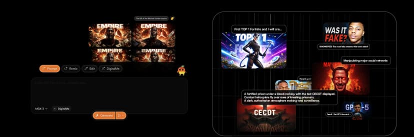 A YouTube creator uses MangooFX to generate vibrant AI YouTube thumbnails. Her screen shows impactful thumbnail examples, symbolizing rapid growth and increased income through AI.