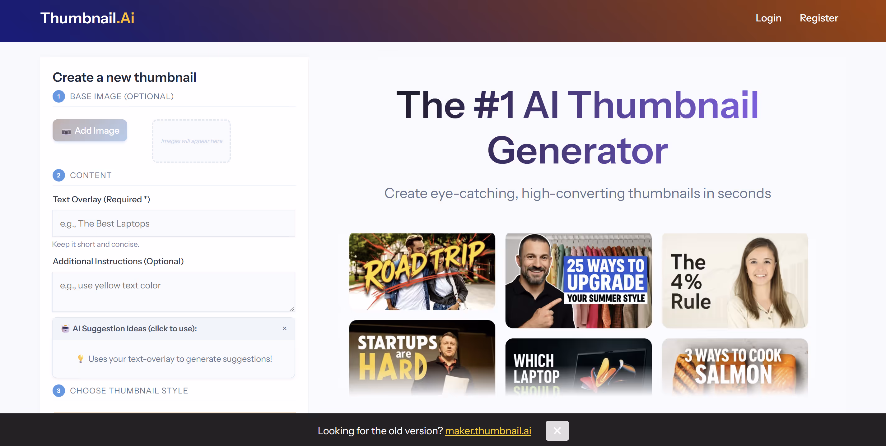 Thumbnail.ai interface